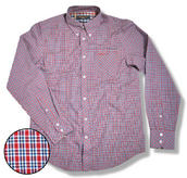 View Item Ben Sherman Small Mod Check Button Down Union Fit Long Sleeve Shirt Red 